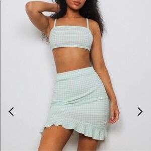 PacSun Light Green Gingham Mini Skirt